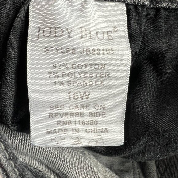 Judy Blue Jeans Women's Plus 33x26* Skinny High Rise Black Raw Hem Denim Tag 16W - Picture 8 of 16